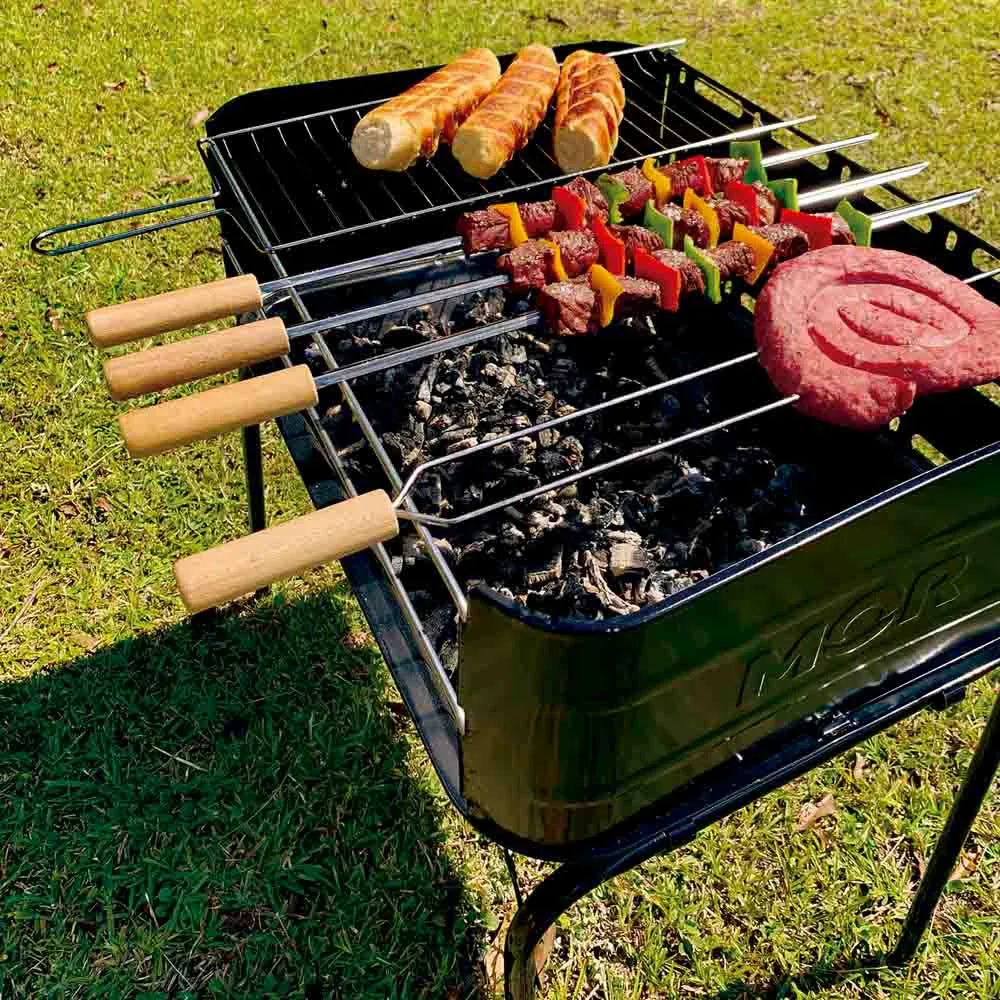 Parrilla A Carbon Plegable Movil Mor Araguaia 72x44cm Acero