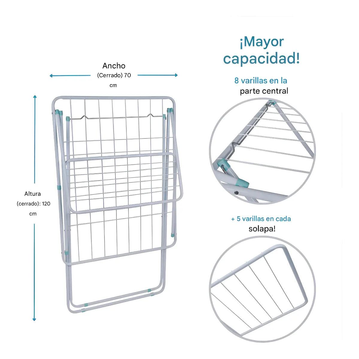 Tendedero Colgador 1.74m Mor Plegable Organizador Blanco Blanco