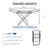 Tendedero Colgador Plegable 1.74m Mor Acero Reforzado Negro Negro