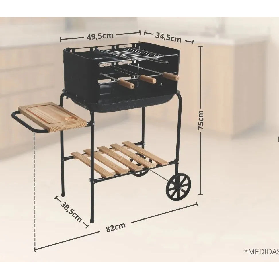 Parrilla Movil A Carbon Mor California Desmontable Acero