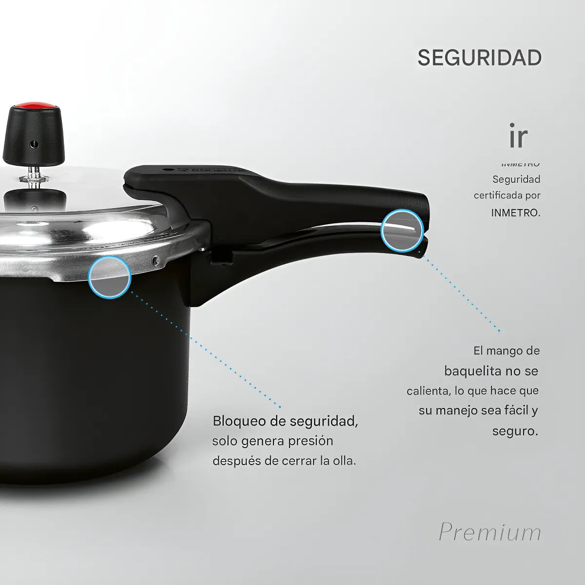 Olla A Presion 4.5 Litros Antiadherente Panelux Color Negro Negro