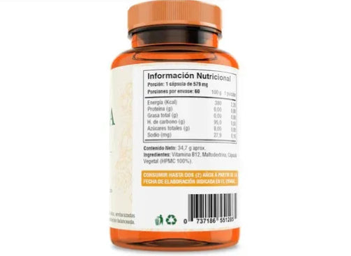 Vitamina B12 Micropulverizada 60 Cápsulas Vegetales