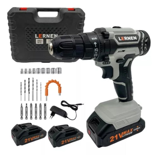 Kit Taladro Destornillador Inalámbrico Lernen 21v + 2batería