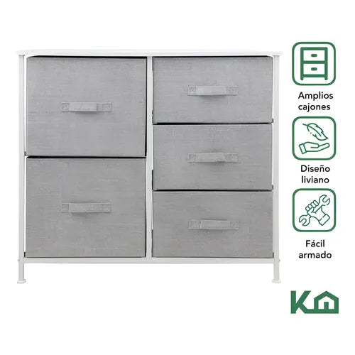 Organizador Cajonera 5 Cajones Tela Estructura De Acero