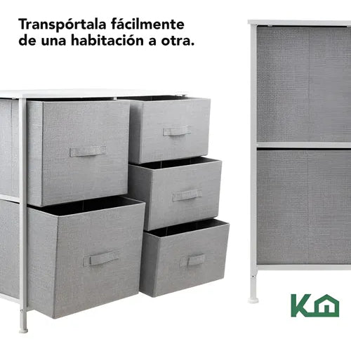 Organizador Cajonera 5 Cajones Tela Estructura De Acero