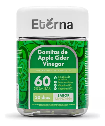 Vinagre De Manzana Eterna Nutrition 60 Gummies, Gluten Free/vegana/sin Azucar