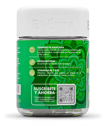Vinagre De Manzana Eterna Nutrition 60 Gummies, Gluten Free/vegana/sin Azucar