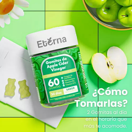 Vinagre De Manzana Eterna Nutrition 60 Gummies, Gluten Free/vegana/sin Azucar